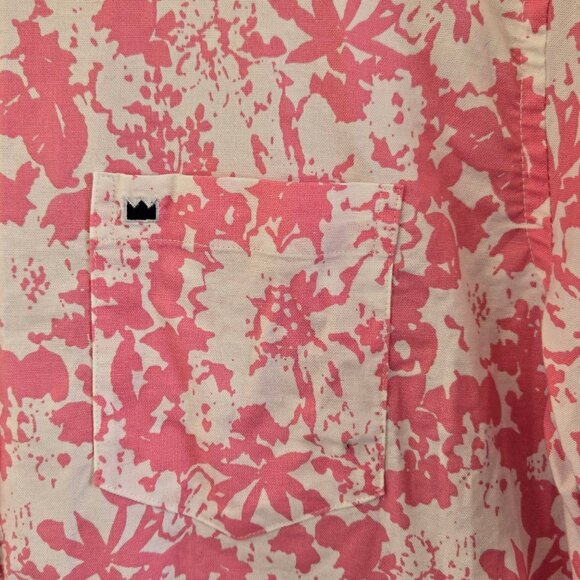 Crown & Ivy Mens Pink Floral Hawaiian Style Camp Shirt Short-Sleeve Large - Picture 4 of 9